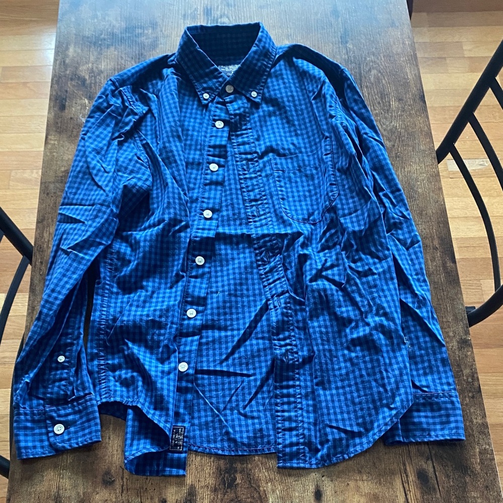 Abercrombie & Fitch Navy Checkered Button-Down Shirt